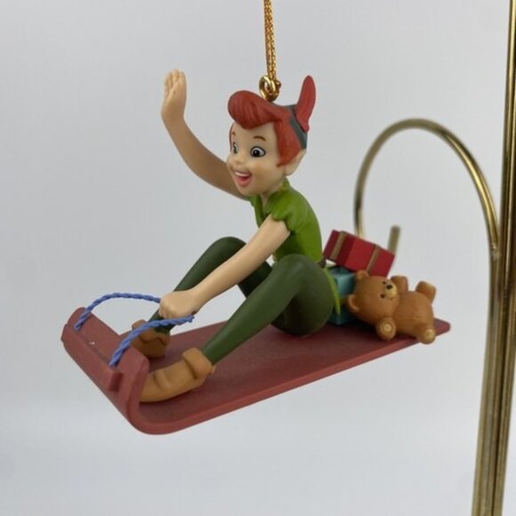 Disney Other - Disney Grolier Christmas Holiday Tree Ornament Peter Pan "Peter Pan On A Sled"
